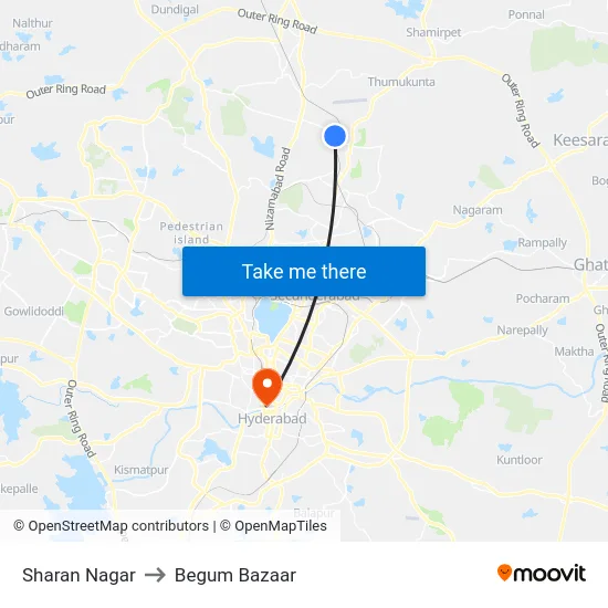 Sharan Nagar to Begum Bazaar map
