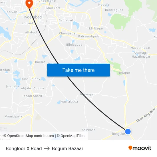 Bongloor X Road to Begum Bazaar map