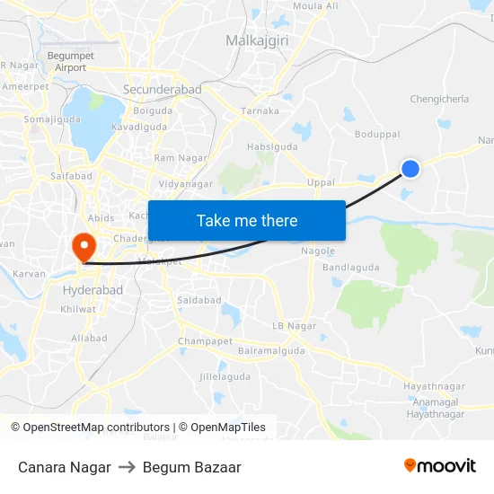 Canara Nagar to Begum Bazaar map