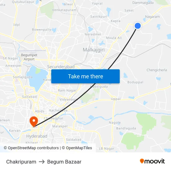 Chakripuram to Begum Bazaar map