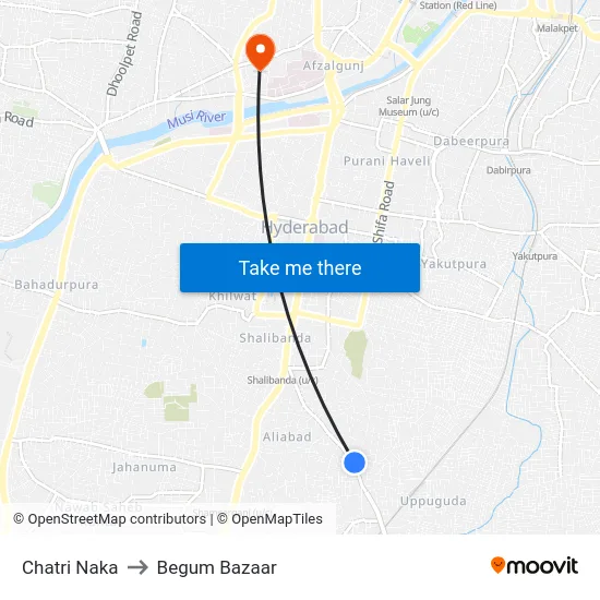 Chatri Naka to Begum Bazaar map
