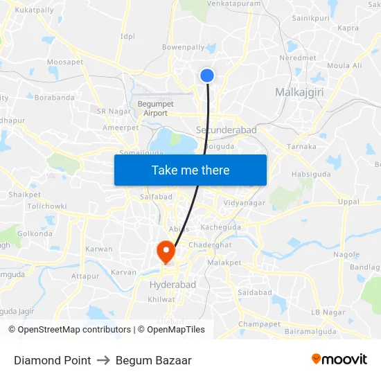 Diamond Point to Begum Bazaar map