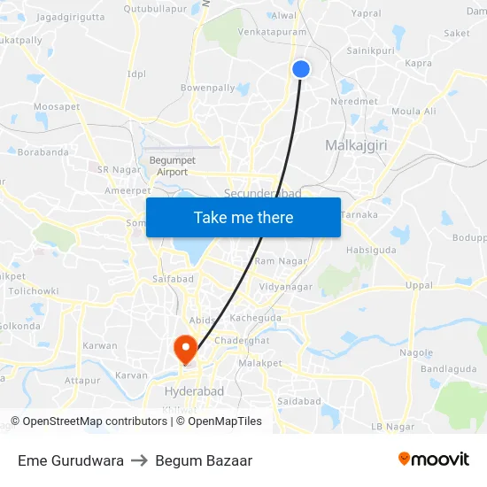 Eme Gurudwara to Begum Bazaar map