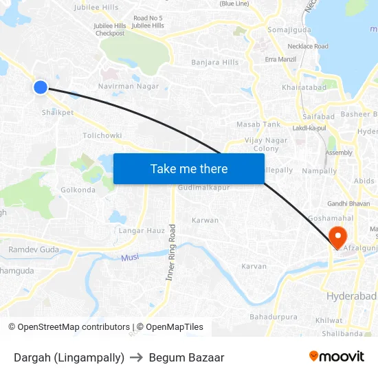 Dargah (Lingampally) to Begum Bazaar map