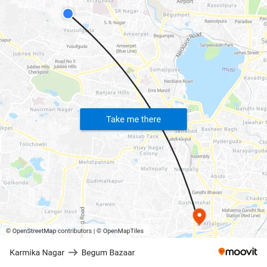 Karmika Nagar to Begum Bazaar map