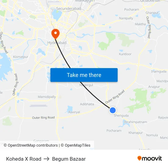 Koheda X Road to Begum Bazaar map