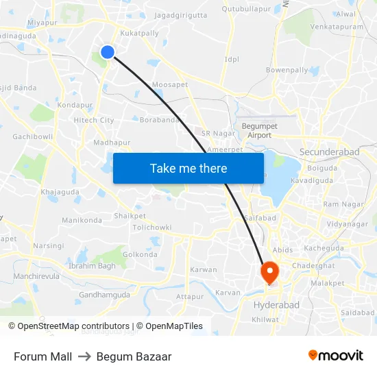 Forum Mall to Begum Bazaar map