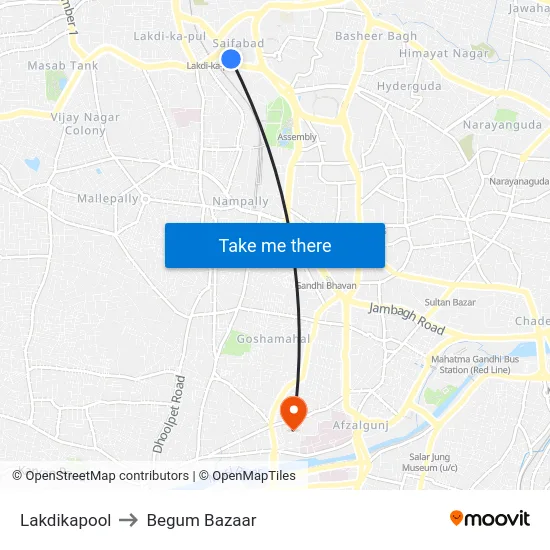 Lakdikapool to Begum Bazaar map