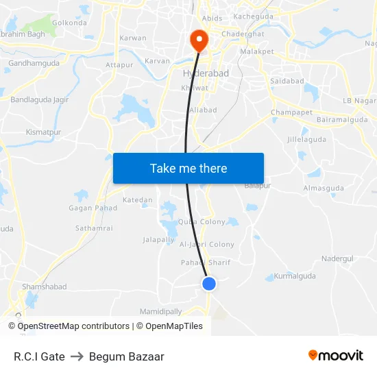 R.C.I Gate to Begum Bazaar map