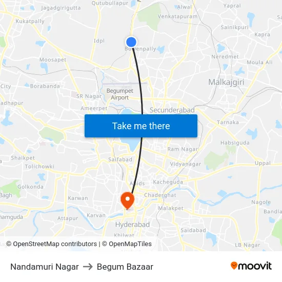 Nandamuri Nagar to Begum Bazaar map