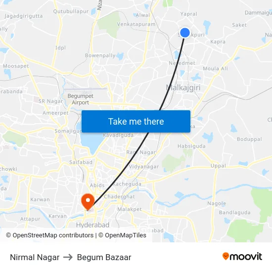 Nirmal Nagar to Begum Bazaar map