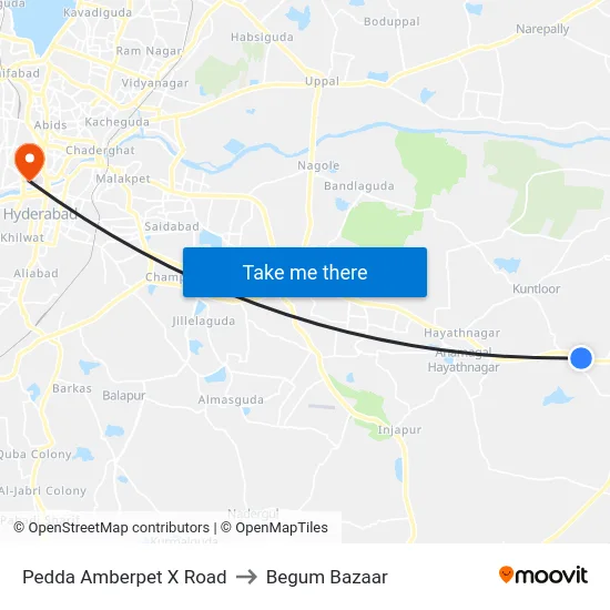 Pedda Amberpet X Road to Begum Bazaar map