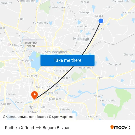 Radhika X Road to Begum Bazaar map