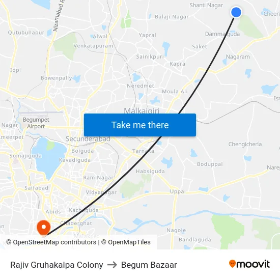 Rajiv Gruhakalpa Colony to Begum Bazaar map