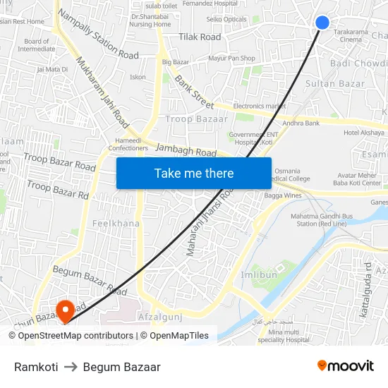 Ramkoti to Begum Bazaar map