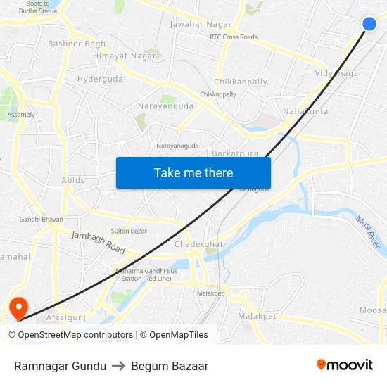 Ramnagar Gundu to Begum Bazaar map