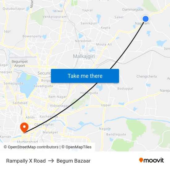 Rampally X Road to Begum Bazaar map