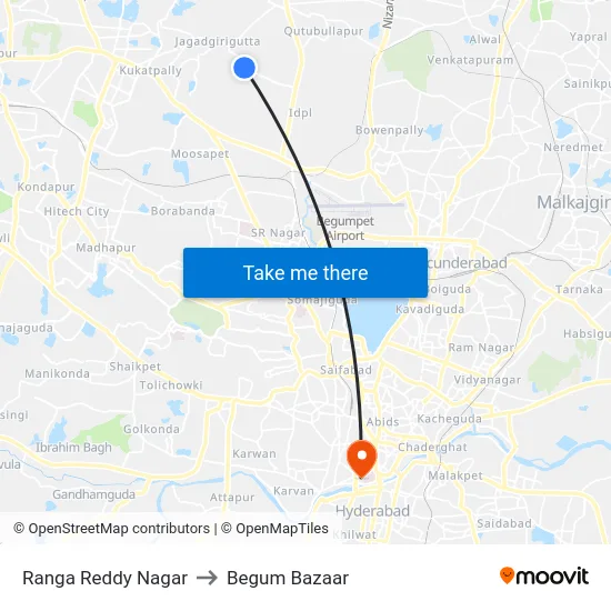 Ranga Reddy Nagar to Begum Bazaar map