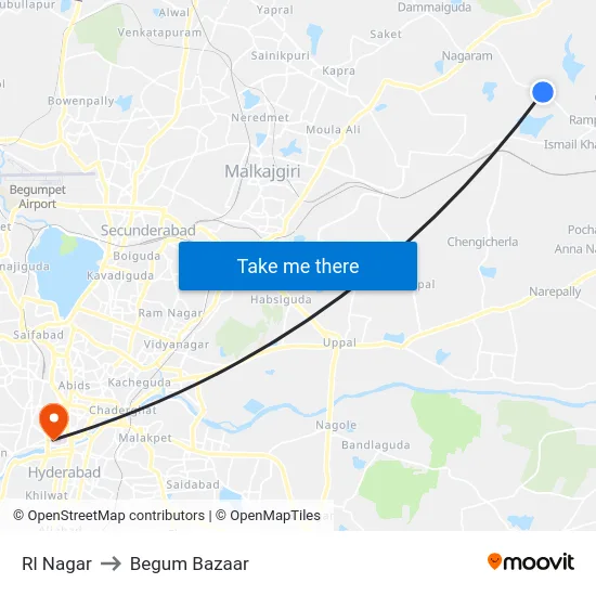 Rl Nagar to Begum Bazaar map