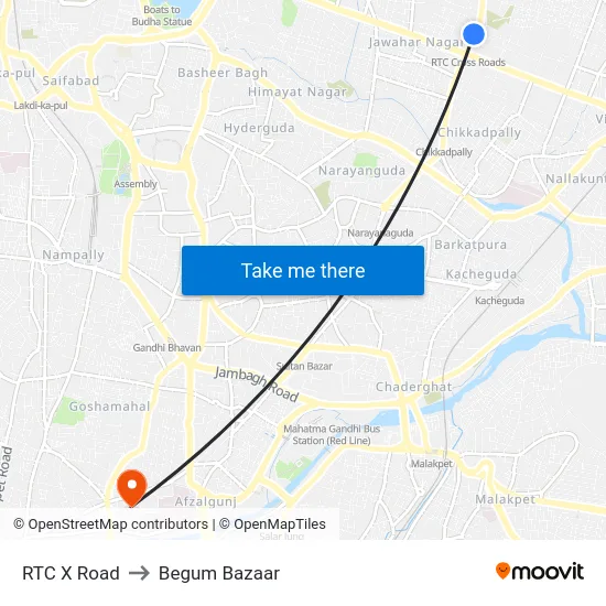 RTC X Road to Begum Bazaar map