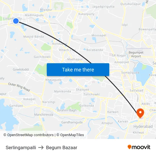 Serlingampalli to Begum Bazaar map