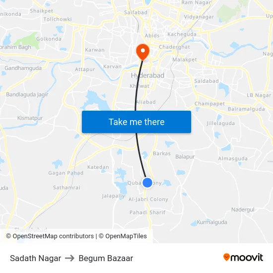 Sadath Nagar to Begum Bazaar map
