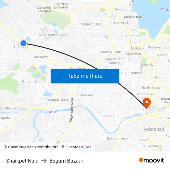 Shaikpet Nala to Begum Bazaar map