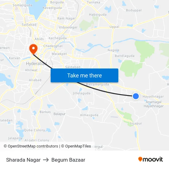 Sharada Nagar to Begum Bazaar map