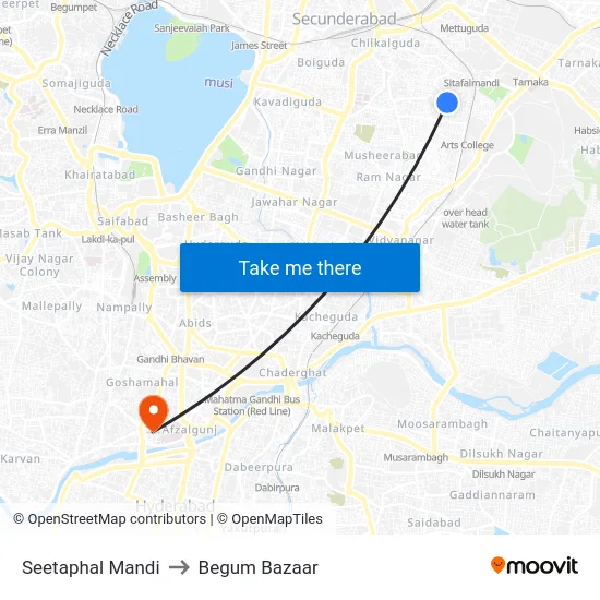 Seetaphal Mandi to Begum Bazaar map