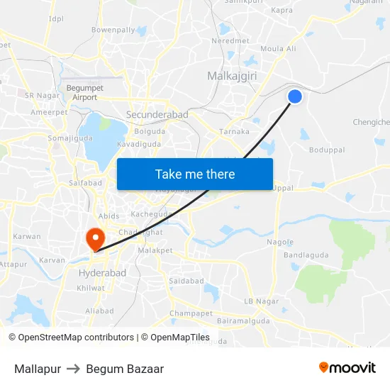 Mallapur to Begum Bazaar map