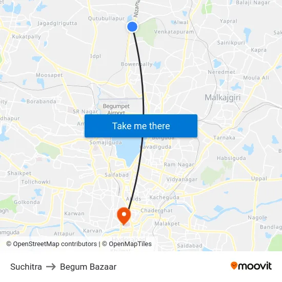 Suchitra to Begum Bazaar map