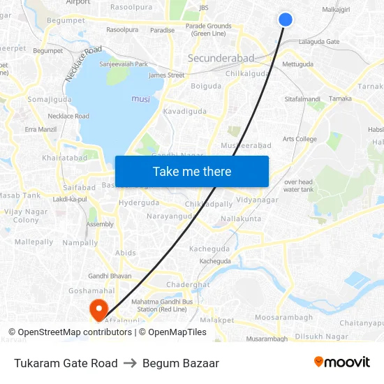 Tukaram Gate Road to Begum Bazaar map