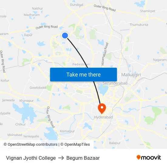 Vignan Jyothi College to Begum Bazaar map