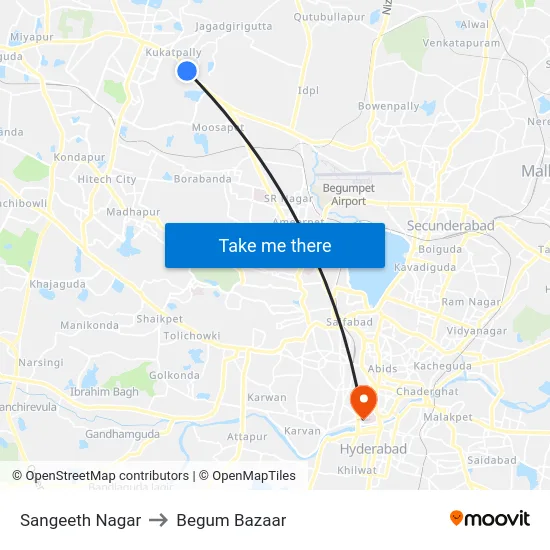 Sangeeth Nagar to Begum Bazaar map