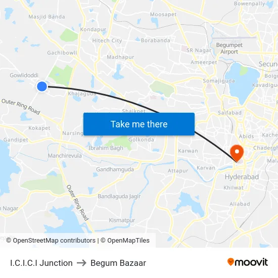 I.C.I.C.I Junction to Begum Bazaar map
