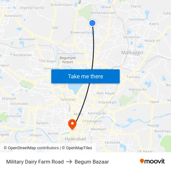Military Dairy Farm Road to Begum Bazaar map