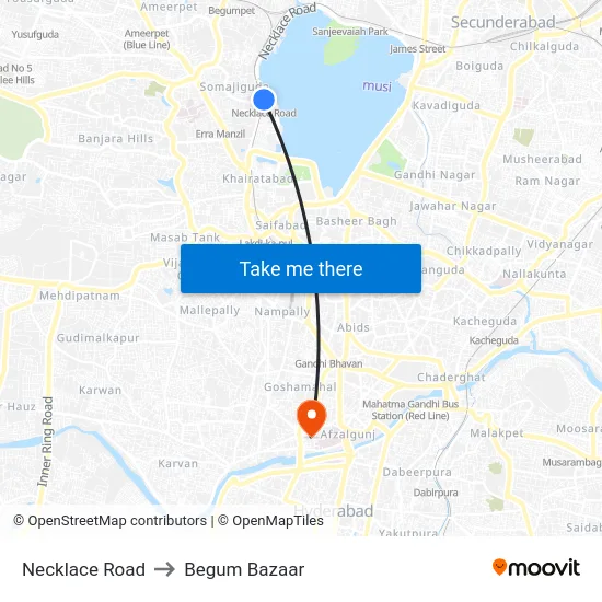 Necklace Road to Begum Bazaar map