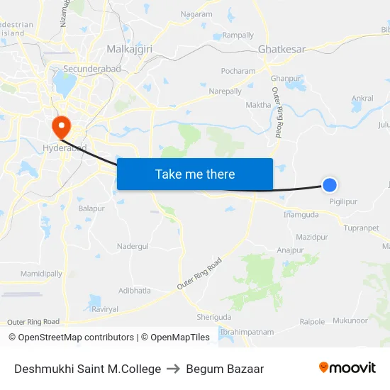 Deshmukhi Saint M.College to Begum Bazaar map