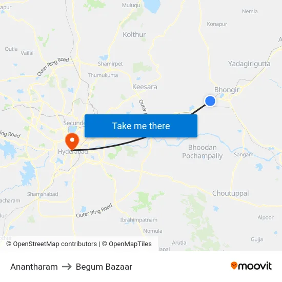 Anantharam to Begum Bazaar map
