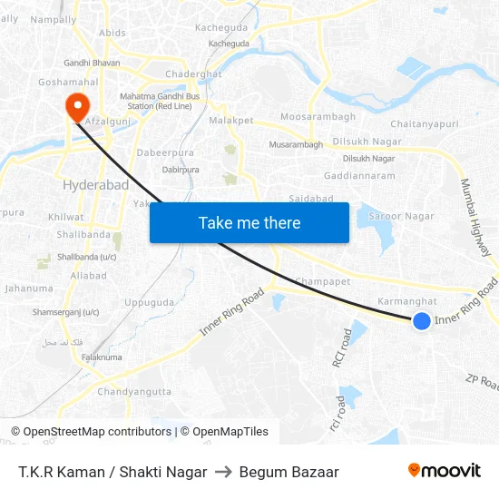 T.K.R Kaman / Shakti Nagar to Begum Bazaar map