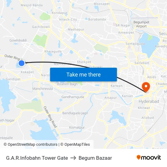 G.A.R.Infobahn Tower Gate to Begum Bazaar map