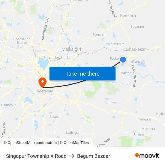 Singapur Township X Road to Begum Bazaar map