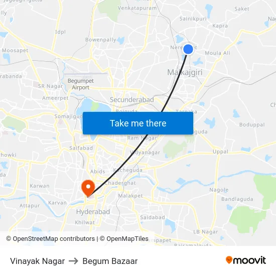 Vinayak Nagar to Begum Bazaar map
