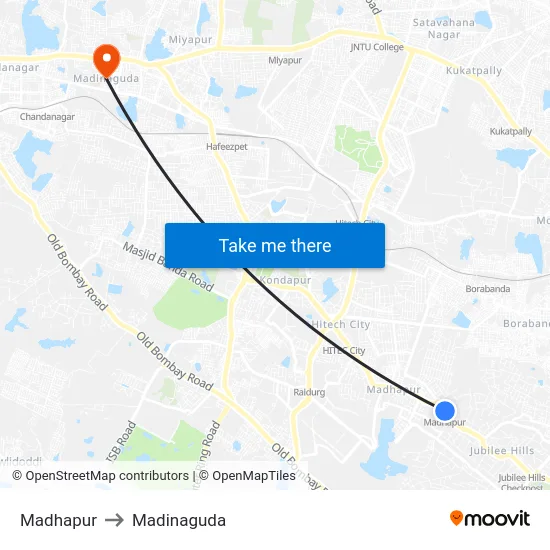 Madhapur to Madinaguda map