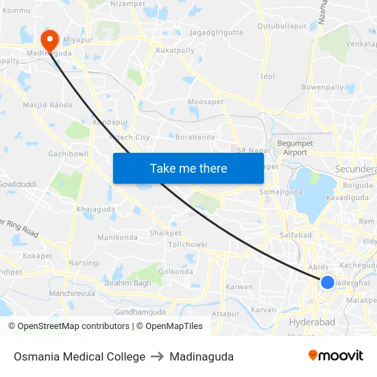Osmania Medical College to Madinaguda map