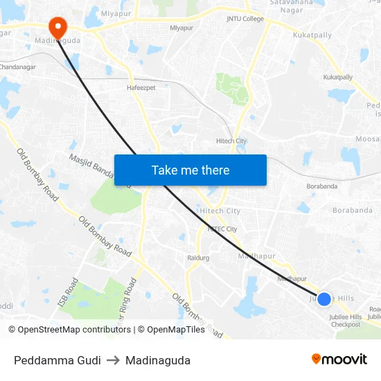 Peddamma Gudi to Madinaguda map