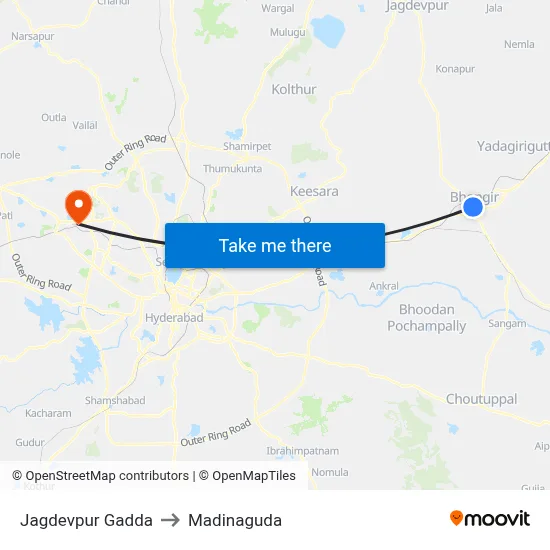 Jagdevpur Gadda to Madinaguda map