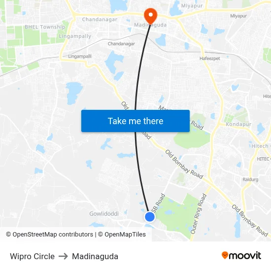 Wipro Circle to Madinaguda map