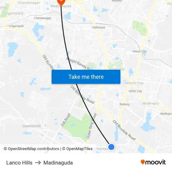 Lanco Hills to Madinaguda map