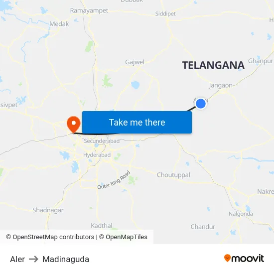 Aler to Madinaguda map